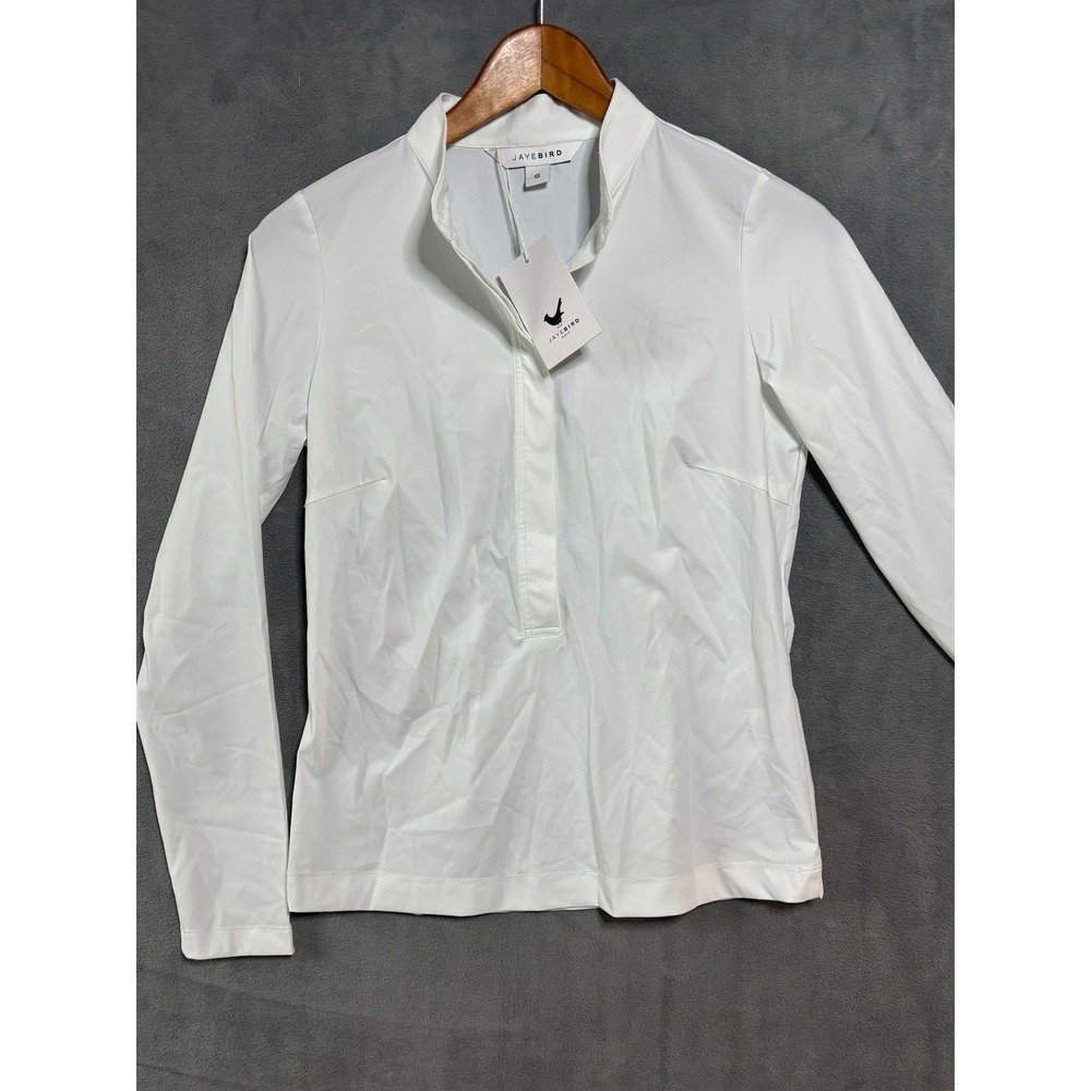 JAYEBIRD Golf White Long Sleeve 1/2 Collared Shirt Top Size S NWT Preppy Sport